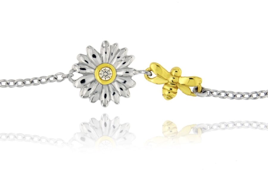 Pulsera de plata Flower & Bee
