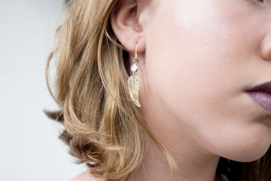 Aretes de oro Alas - Imagen 2