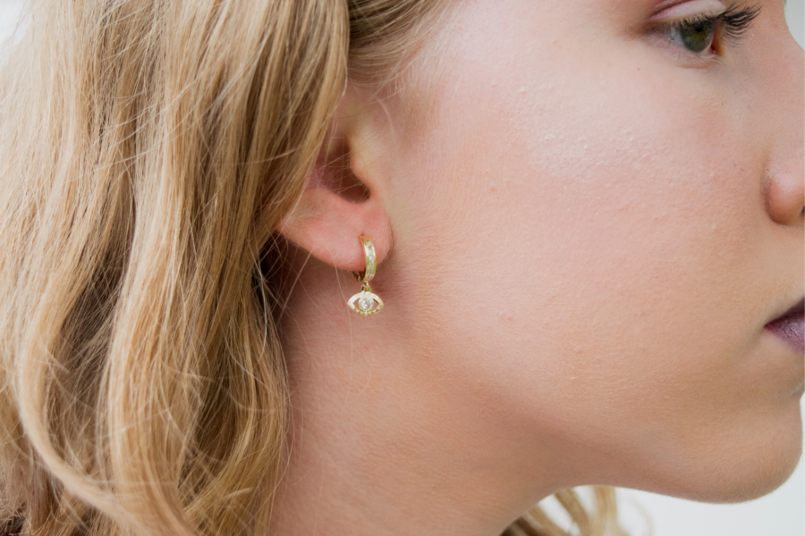 Aretes de oro Arracadas Ojo de Luz - Imagen 2